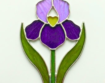 Purple Iris Stained Glass Pattern PDF | Floral Suncatcher Template | Beginner Friendly Glass Cutting Pattern | Instant Digital Download