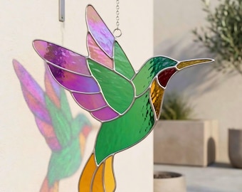 Hummingbird Stained Glass Pattern | DIY Suncatcher Template (Digital PDF Download)