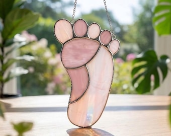 Baby Foot Stained Glass Pattern | Minimalist Suncatcher Template (PDF Pattern)
