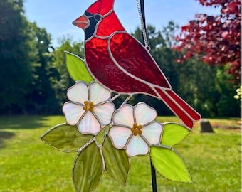 Cardinal Stained Glass Pattern, Suncatcher Template, DIY Glass Art (PDF Download)