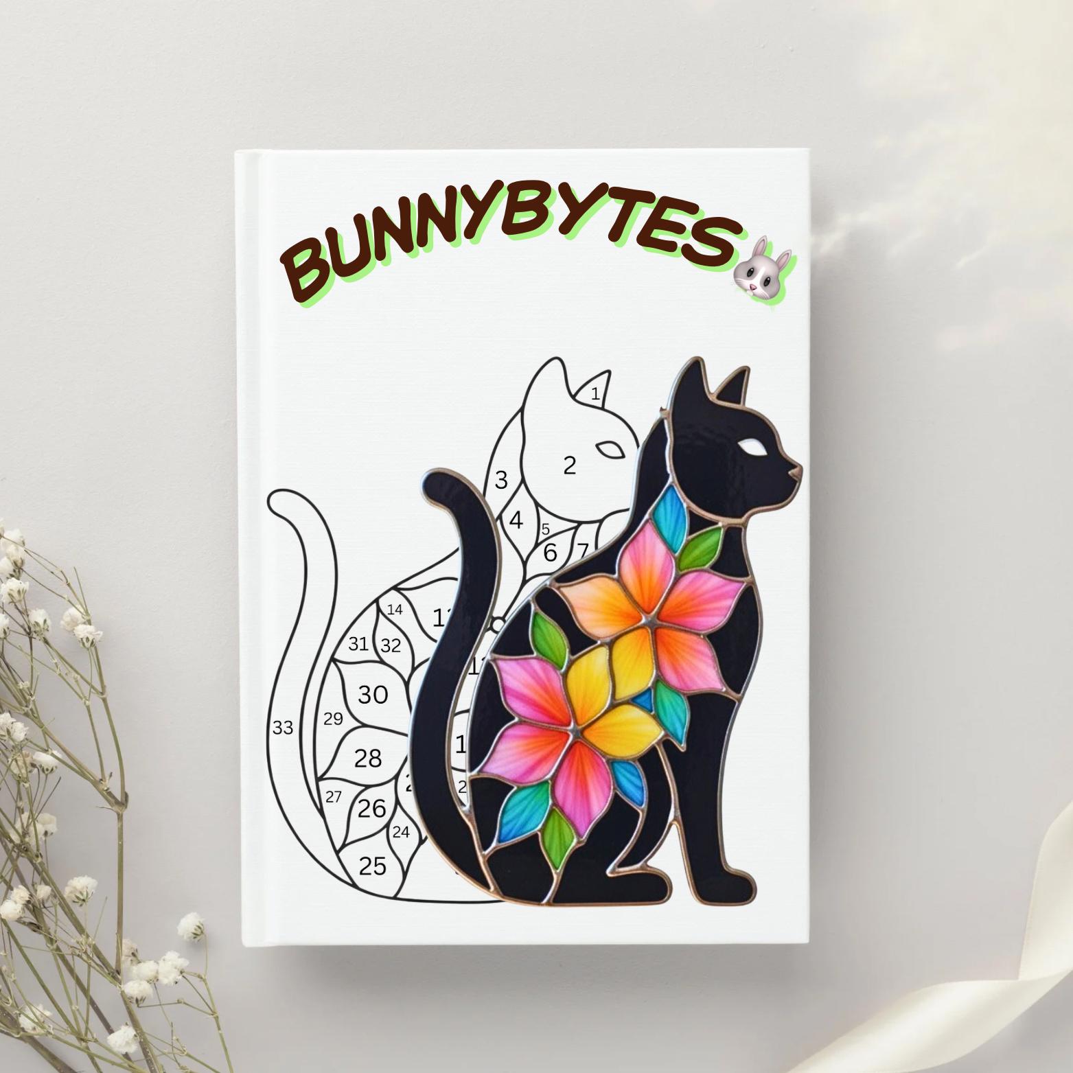 Floral Cat Stained Glass Pattern, Suncatcher Template, Cat Lover Gift ...