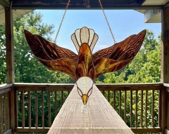 Eagle Stained Glass Pattern | Bird Suncatcher Template (Digital Download)