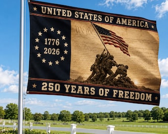 Bandiera della Casa della Libertà per i 250 anni dell'America, stendardo patriottico dei veterani dei Marines.