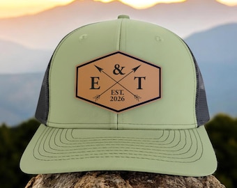 Regalo de aniversario personalizado para parejas, sombrero con iniciales personalizado, regalo de aniversario de bodas, anuncio de boda, sombrero personalizado para parejas