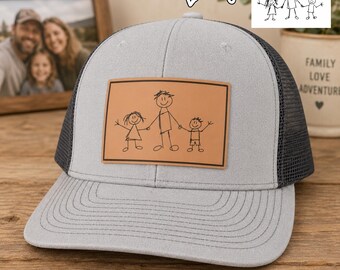 Personalized Father's Day Gift From Kids, Child's Drawing Trucker Hat, Custom Keepsake Cap for Dad, New Dad Gift, Child's Artwork Gift