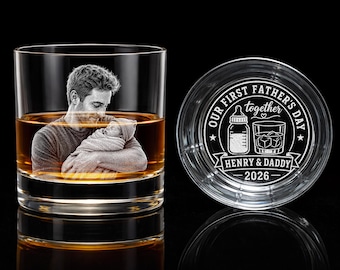 Vaso de whisky personalizado para el primer Día del Padre con foto, regalo para papá primerizo, foto de papá con regalo para recién nacido, regalo único para el Día del Padre para papá primerizo