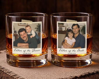 Custom Gift for Father of the Bride, Father of the Groom Gift, Custom Photo 11oz Whiskey Glass, Wedding Keepsake, Wedding Gift for Dad