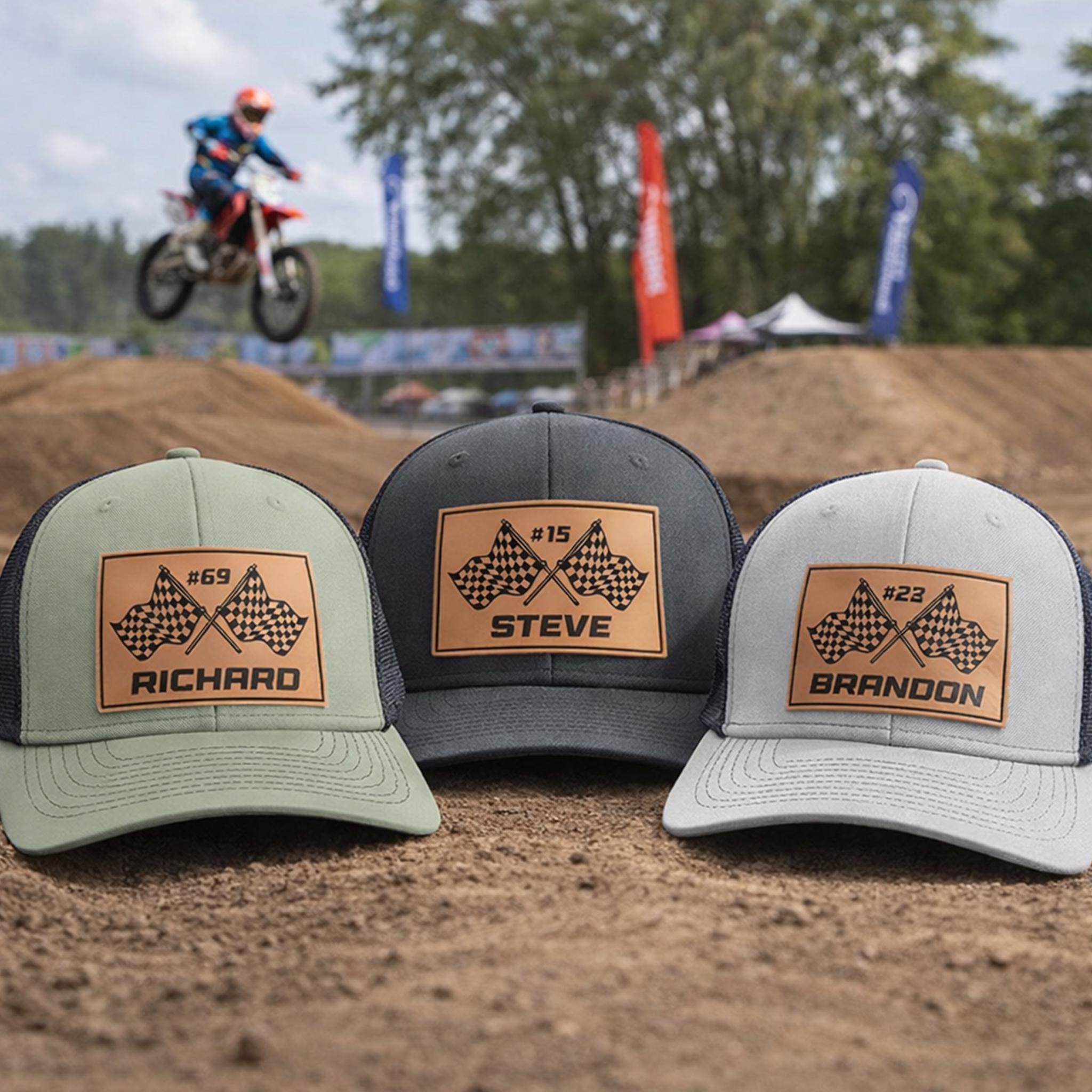 Cap For Racing Custom Racing Number Hat, Race Team Caps, Engraved Leather Patch Hat ...
