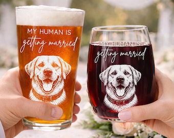 Regalo personalizado de compromiso para perros, vaso con la frase "Mis humanos se casan", recuerdo de boda único, regalo de boda para dueños de mascotas, regalo para parejas.