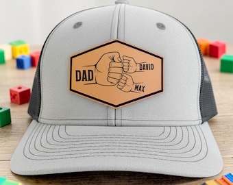 Custom Twin Dad Hat With Kid's Names, Twin Dad Fist Bump Hat, Father Of Twins Hat, Father's Day Gift For Twin Dad, New Dad Fist Bump Gift
