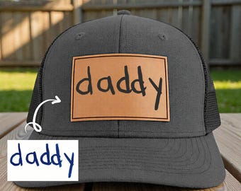 Personalized Child's Handwriting Hat for Dad, Father's Day Gift, Gift For Dad From Kids, Custom PAPA Gift, Engraved Gift For Him, Dad Hat
