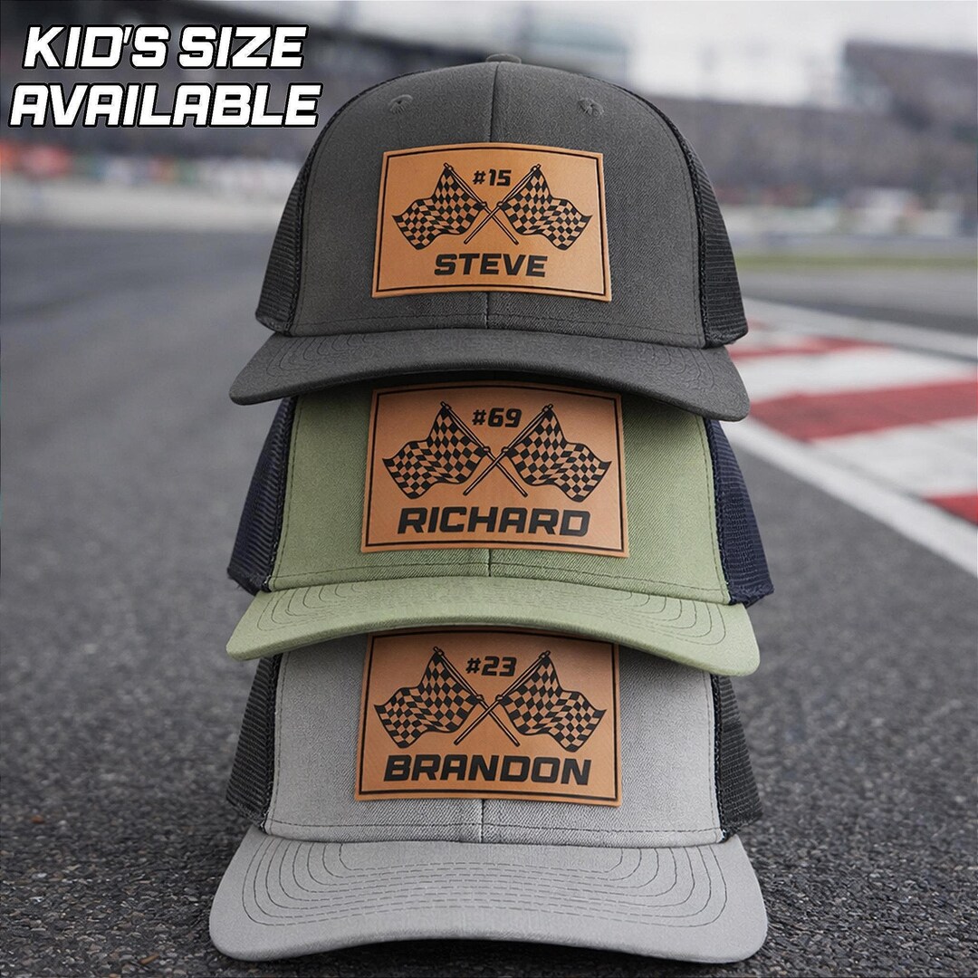 Cap For Racing Custom Racing Number Hat, Race Team Caps, Engraved Leather Patch Hat ...
