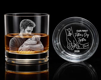 Vaso de whisky personalizado para el primer Día del Padre con foto, regalo para papá primerizo, regalo para papá recién nacido con foto, regalo para papá primerizo, primer Día del Padre