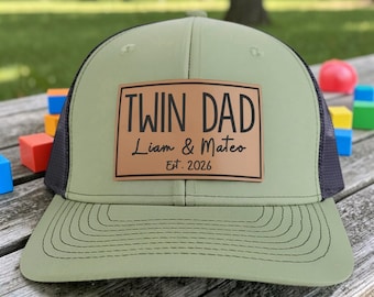 Custom Twin Dad Hat With Kid's Names, Twin Dad Gifts, Father Of Twins Hat, Father's Day Day Gift For Twin Dad, New Dad Gift for Him