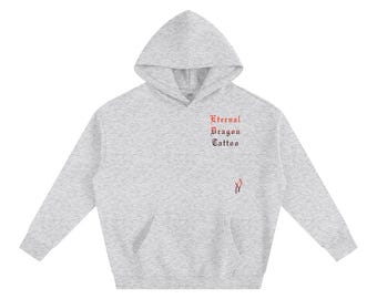 Oversize Fleeced Hoodie With Turquoise Dragon