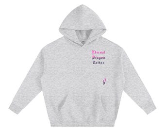 Oversize Fleeced Hoodie With Purple Dragon