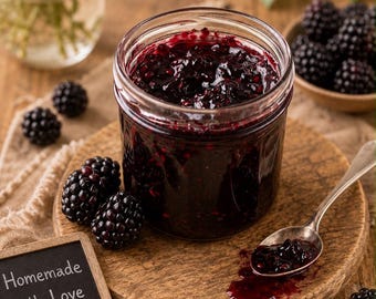 3 Homemade Fresh Blackberry, Strawberry and Blueberry Jam:  8oz (226g) All Natural Fruits