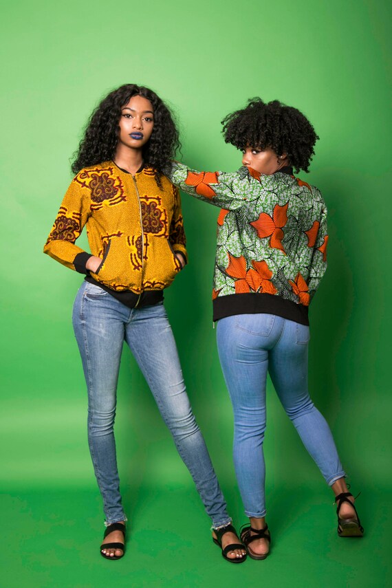 Ankara Bomber Jacket Red and Yellow Jigsaw Etsy UK