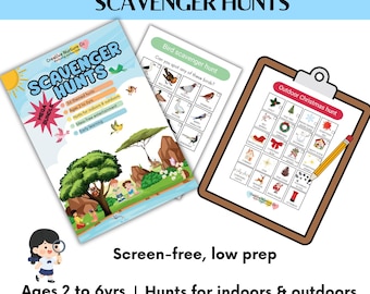 36 Printable Scavenger Hunts for Kids, Indoor Outdoor Activities (Ages 2-6)