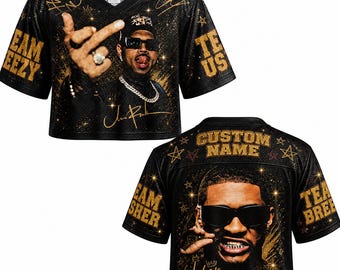Maglia corta da concerto R&B di Usher Chris Brown 2026, con nome personalizzato per i fan.