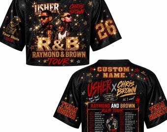 Custom Usher Chris Brown R&B Tour Crop Jersey, Personalized Raymond and Brown Concert Fan Shirt 2026