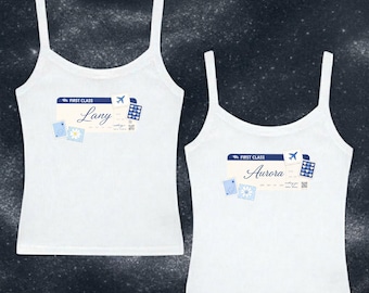 Camisetas de revelación de hermandad de primera clase // Camisetas con temática de viajes con boletos de avión, tops para revelar el destino de la hermandad // Camisetas sin mangas y camisetas lindas y modernas