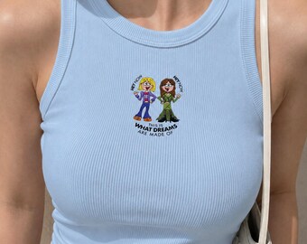 Lizzie Mcguire Embroidered Ribber Tank Top, Y2K Cartoon Girl Shirt, Y2K 2000s Disney Nostalgia Crop Top, Disney Gift for Her