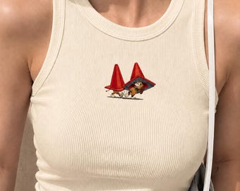 Camiseta regata canelada bordada com o Slinky Dog da Disney, camiseta Toy Story da Disney, camiseta infantil com estampa de desenho animado dos anos 2000, roupa para viagem à Disneylândia, camiseta infantil para amantes de cachorros