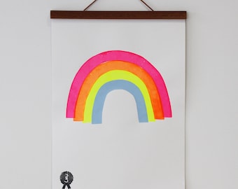 Rainbow print screen printed poster