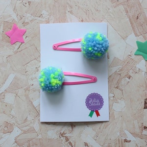 Neon pompom Hair clips image 4