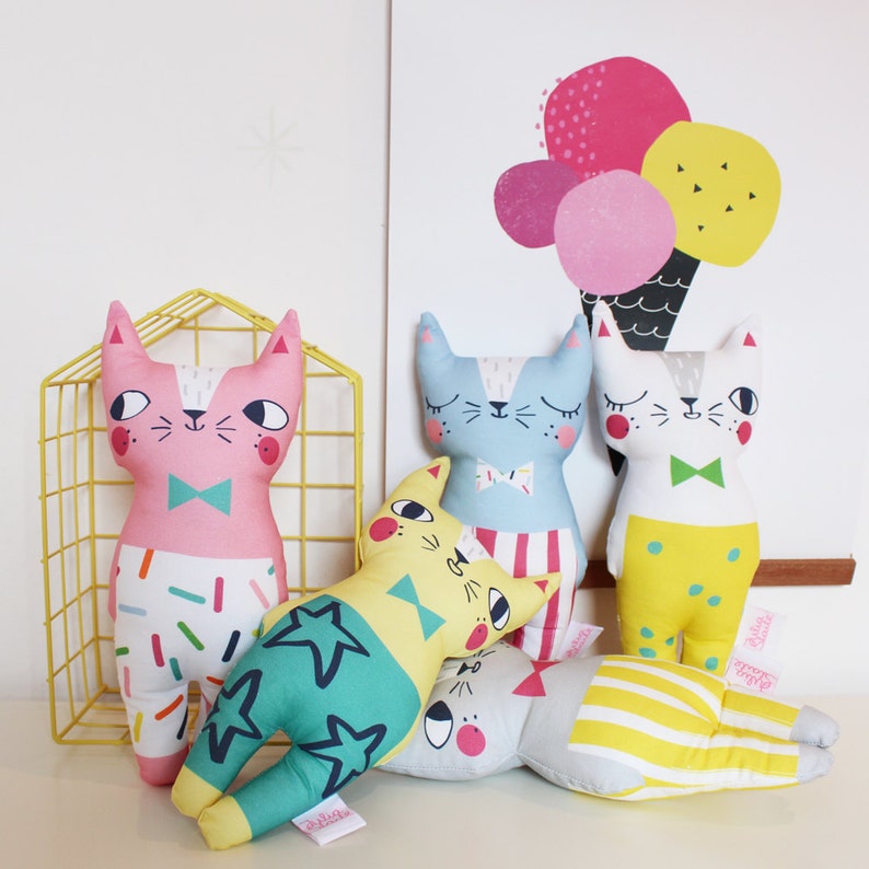 Cat Soft Toy Confetti Cats Grey Cat Plush Doll Etsy UK