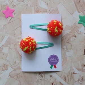 Neon pompom Hair clips image 5