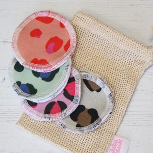 Leopard Print Reusable Cotton Pads, organic cotton face pads, eco-friendly gift, make up remover pads image 1