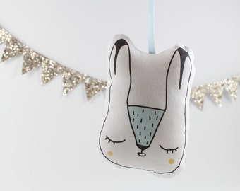 Arctic Hare Hanging Decoration Christmas Ornament Personalised Embroidery