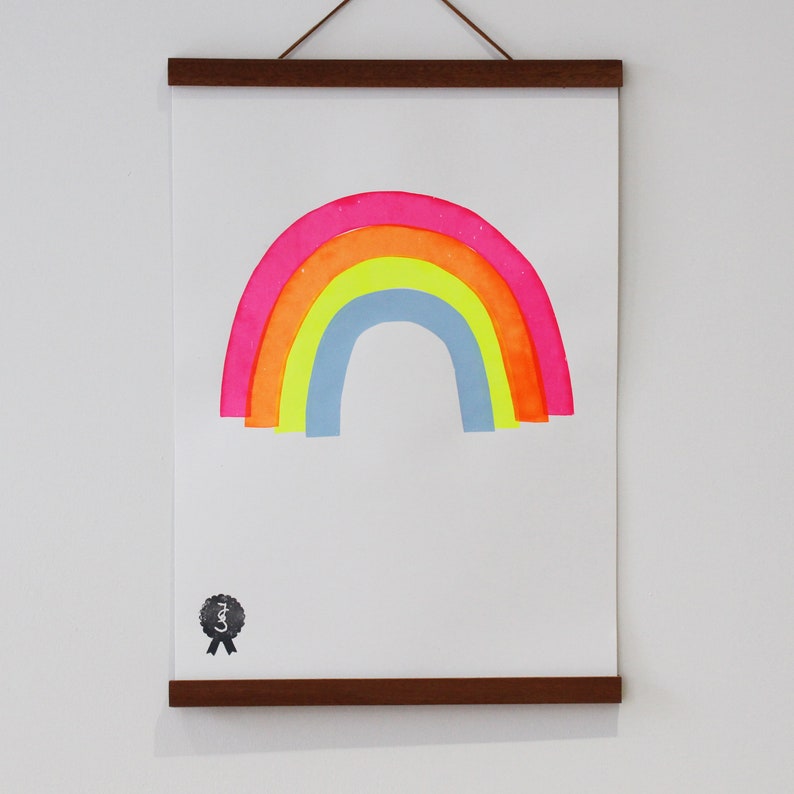 Regenboog print zeefdruk poster afbeelding 1