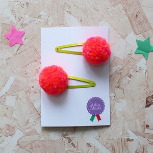 Neon pompom Hair clips image 8