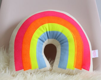 Rainbow cushion, rainbow pillow, organic cotton screen printed cushion pillow kids