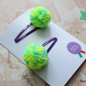 Neon pompom Hair clips image 10