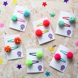 Neon pompom Hair clips image 2