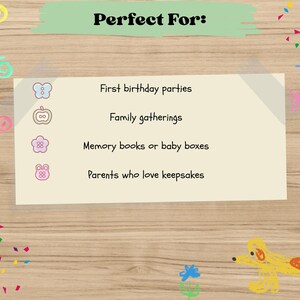 Perfect For:
- First birthday parties
- Family gatherings
- Memory books or baby boxes
- Parents who love keepsakes