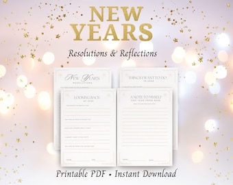 2026 New Year’s Resolutions Printable, New Year Reflection Printable, Bucket List Printable, Letter to Future Self, Minimal Journal Pages