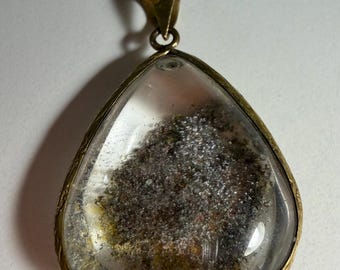 Shamanic Moss Quartz Pendant Necklace, Sterling Silver Chain