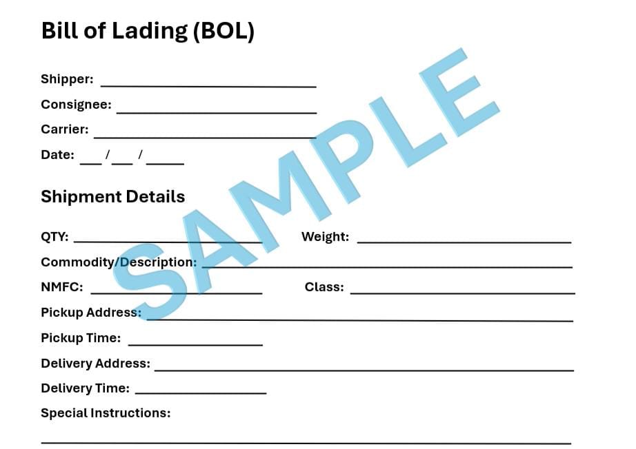 PDF Bill of Lading (BOL) (simplified Form) - Etsy