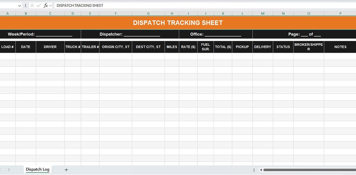 Dispatch Tracking Excel Log Template - Orange Theme - Etsy