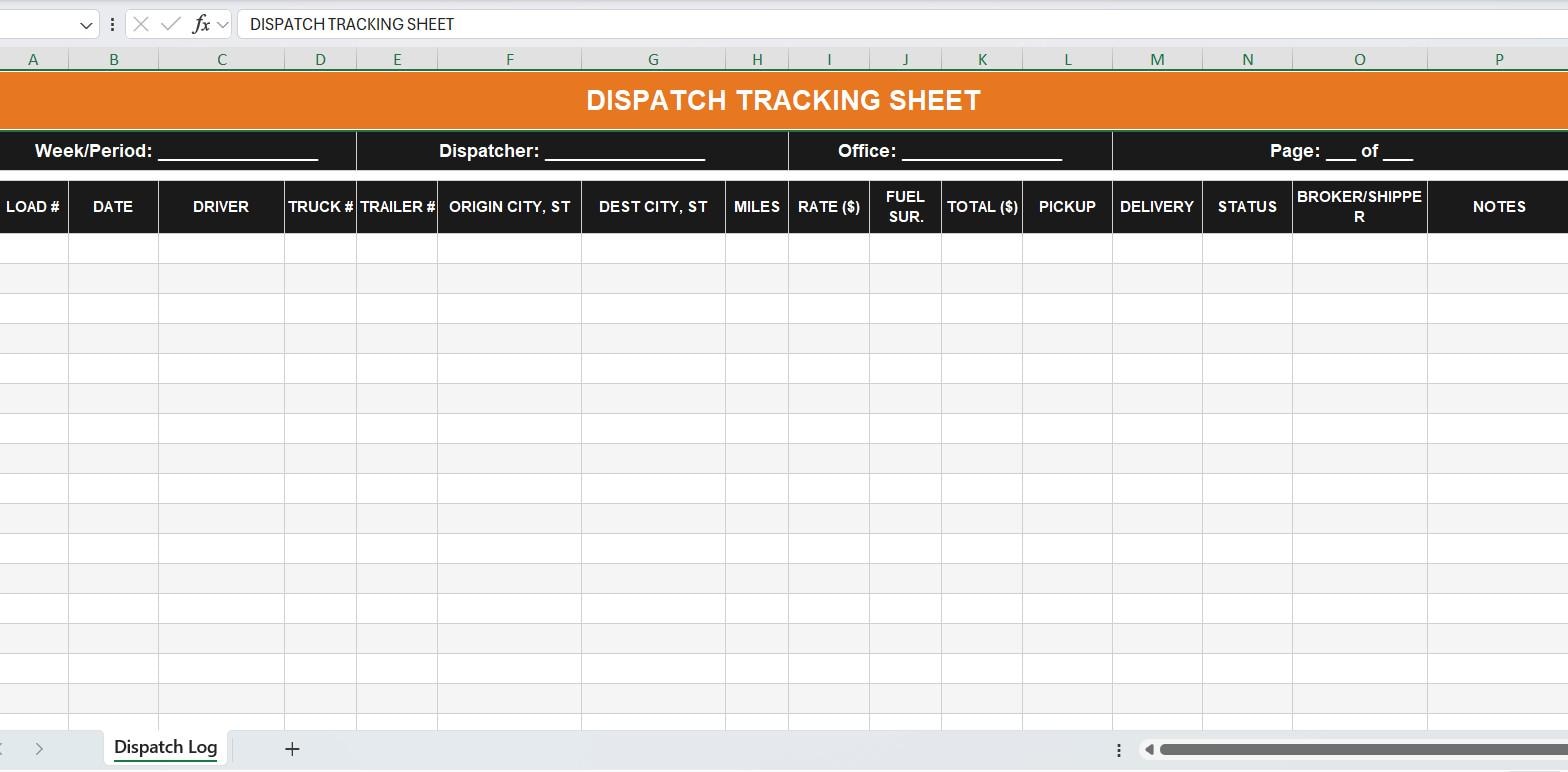 Dispatch Tracking Excel Log Template - Orange Theme - Etsy