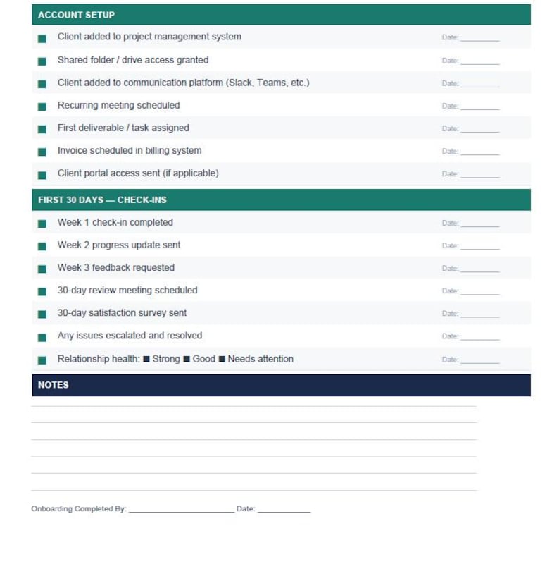 Account Set Up Check List Style Example Client Onboarding Checklist | Service Business Setup Template (PDF) - Etsy