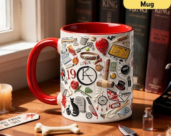 Taza con relieve 3D de Stephen King, taza de café del autor de terror, regalo para fans