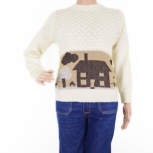 Stunning Original 70s Boutique Arpeja Label Knitted Marl /Space Dye Magical Bird Roll Neck/Polo Neck Sweater In Size XS-S