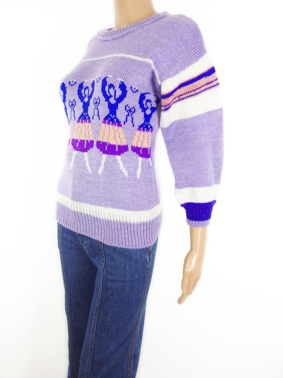 Adorable 70s/80s Hand Knitted Sporty Ballet Theme… - image 3