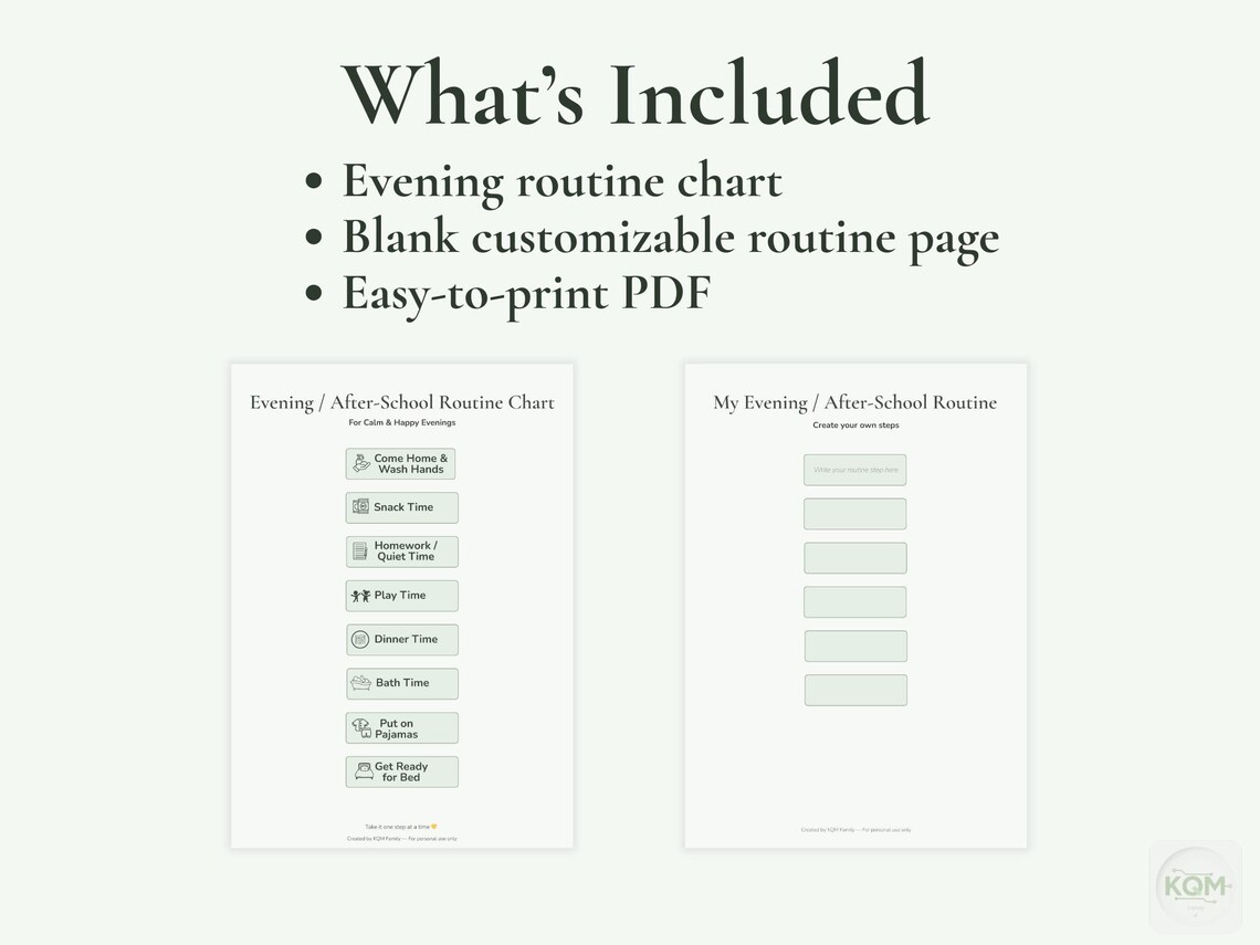 Evening & After-school Routine Chart for Kids | Printable Visual ...